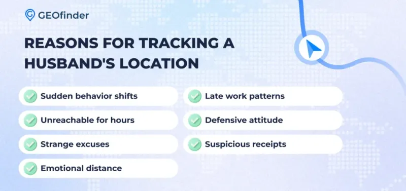 Reasons for Tracking a Husband's Location: listed by GEOfinder Reasons for Tracking a Husband's Location: listed by GEOfinder