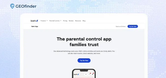 Features of Bark parental control. Overview by GEOfinder