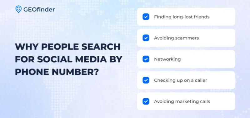 Why and how to find social media accounts by phone number, explained by GEOfinder
