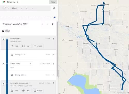 Tracking location history on Google Maps