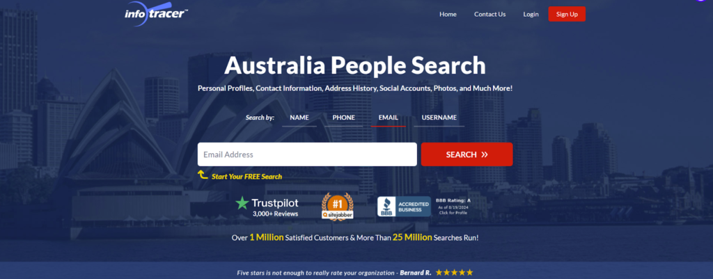 Phone number search in Australia with Infotracer